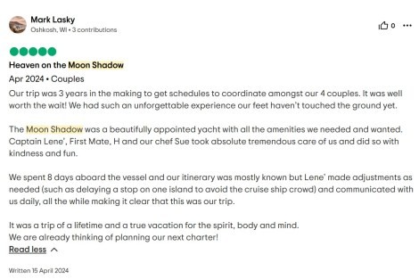 Review img # 23 of the yacht Moon Shadow